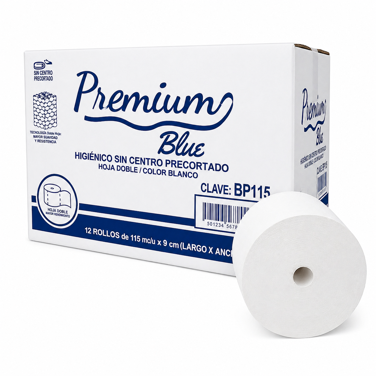 Papel Higienico Premium Blue Sin Centro Precortado