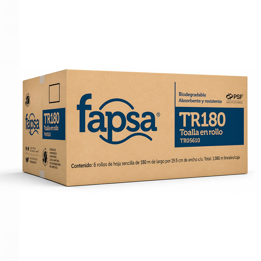 Toalla en rollo faspa c/6 rollos de 180mts