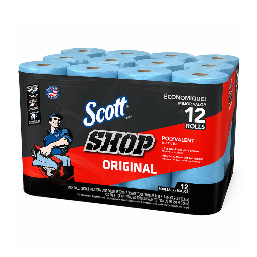 Toalla Industrial Scott shop paquete con 12 Rollos